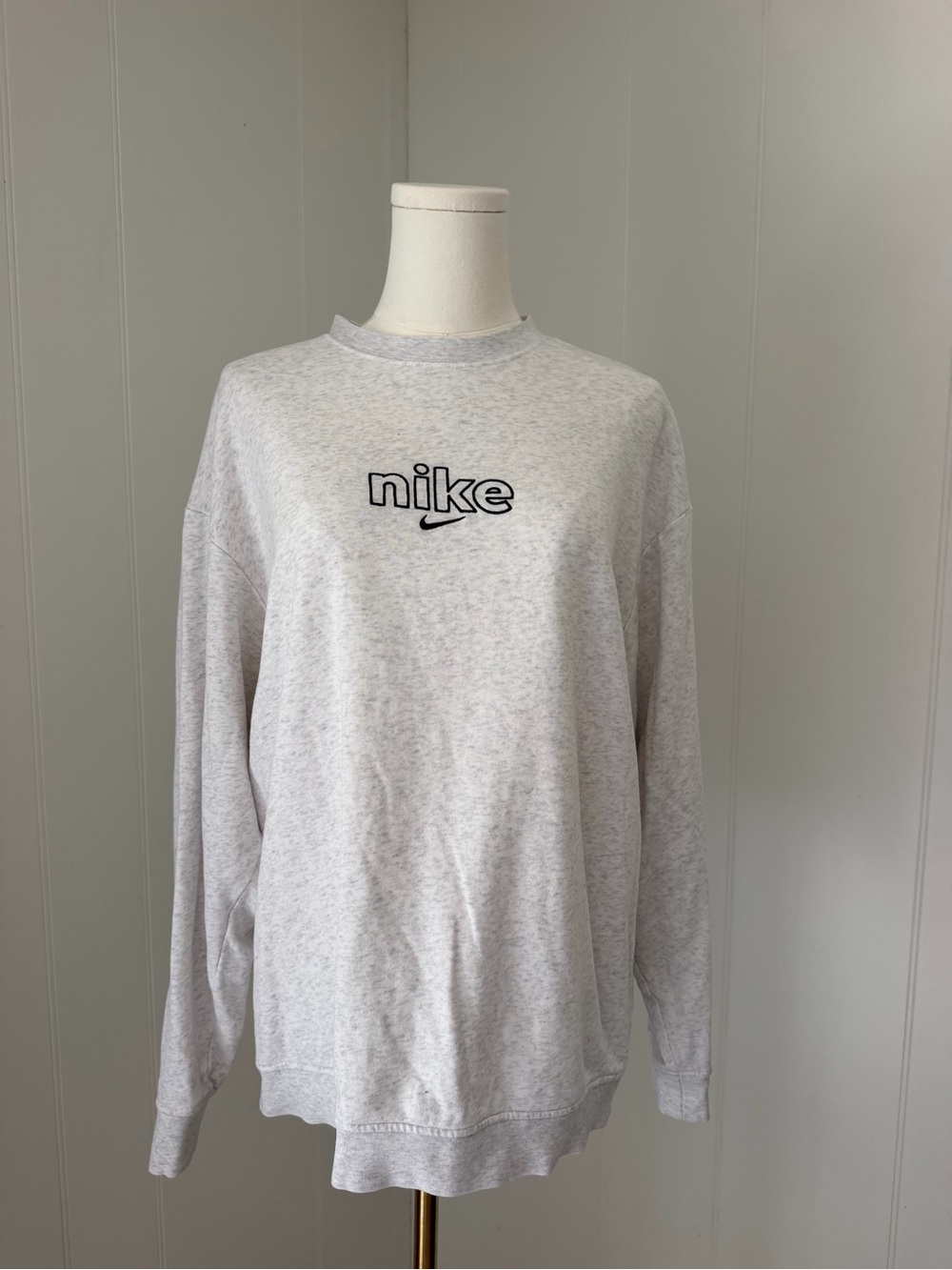 Nike Light Gray Embroidered Logo Crewneck Sweatshirt